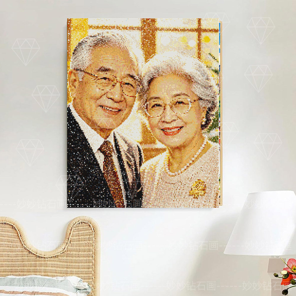 金婚夫妻真人照片定制钻石画银婚结婚纪念照定做父母结婚周年礼物