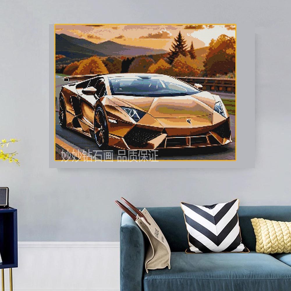 高级感兰博基尼钻石画汽车儿童房成人手工diy砖石十字绣2026新款,居家布艺,钻石绣,淘宝优惠券,粉丝福利购,淘宝优惠卷