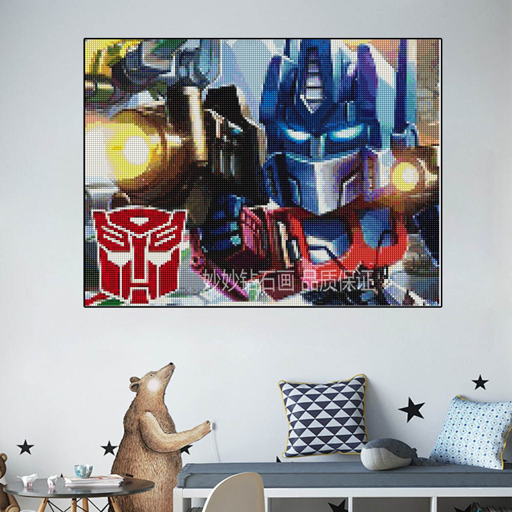 2026新款卡通擎天柱钻石画儿童房床头挂画男孩手工diy砖石十字绣,居家布艺,钻石绣,淘宝优惠券,粉丝福利购,淘宝优惠卷