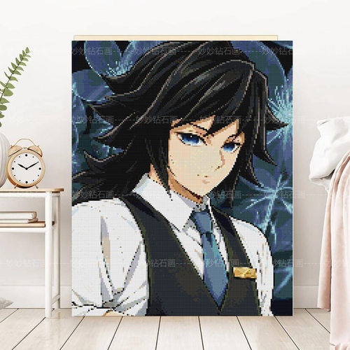 新品富冈义勇钻石画儿童男孩女DIY手工砖石绣鬼灭之刃Demonslayer
