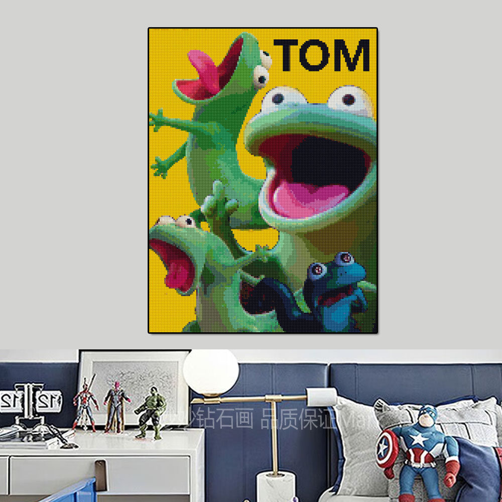 专注力手工DIY河狸变身计划蜥蜴钻石画儿童男孩小学生点钻贴砖画