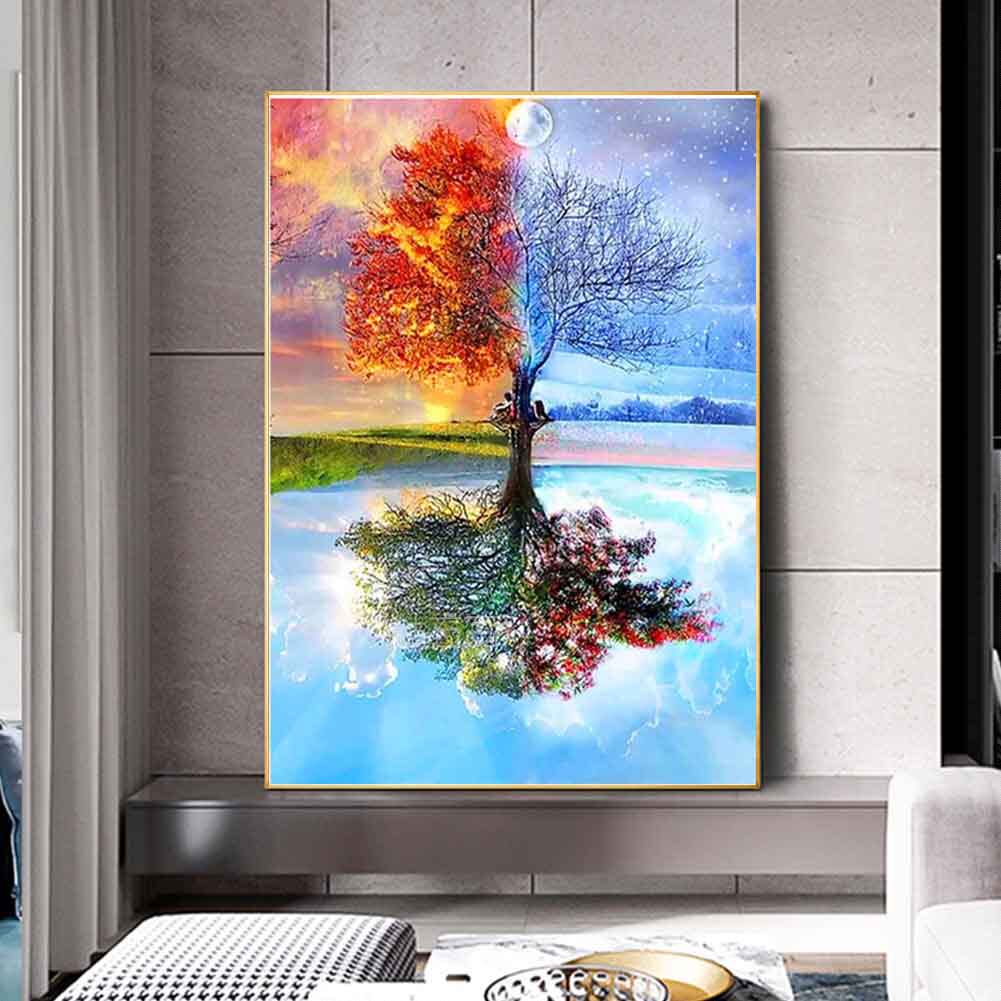 2026新款四季树风景钻石画成人DIY手工马赛克十字绣砖石贴画装饰