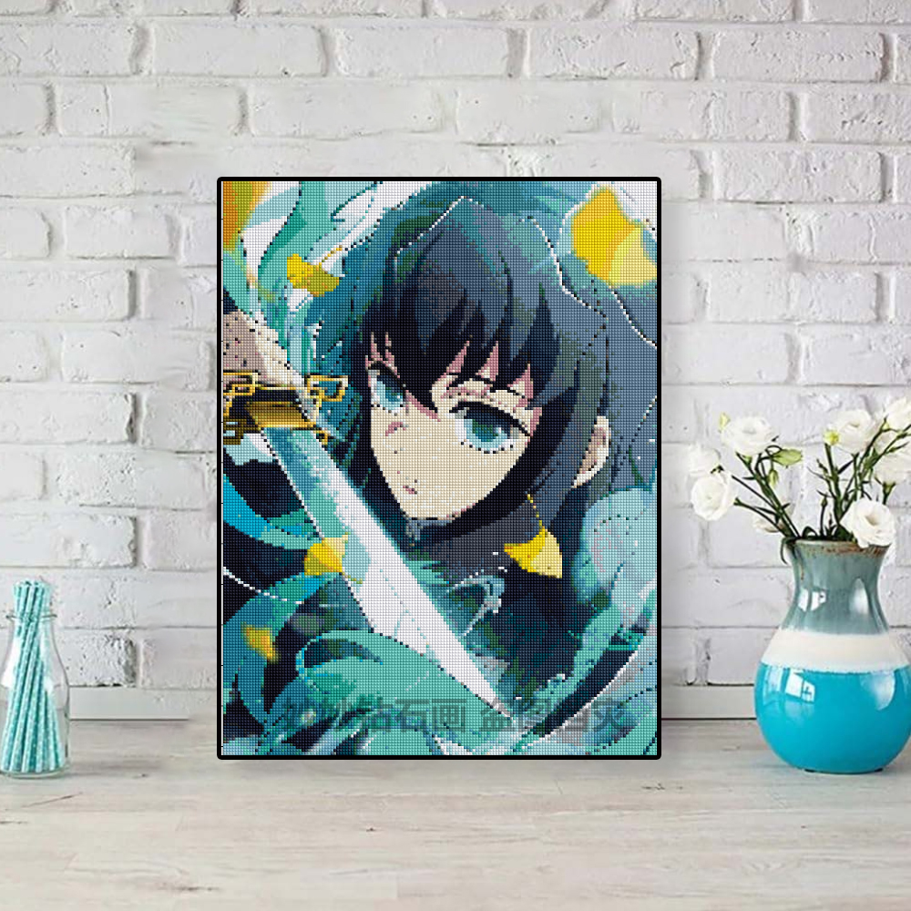 鬼灭之刃时透无一郎钻石贴画儿童房男孩女生DIY贴钻画点钻十字绣