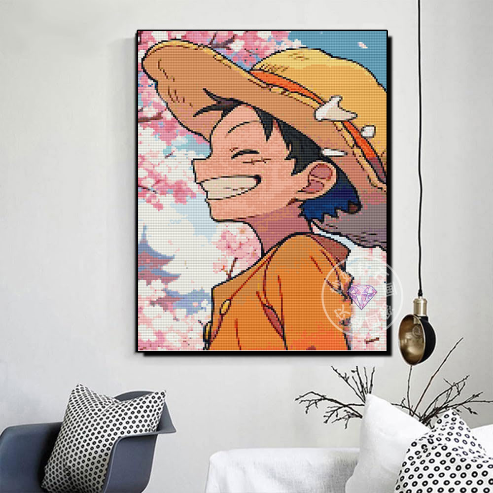 2026新款海贼王路飞点钻石画儿童男孩DIY手工小学生贴钻画十字绣
