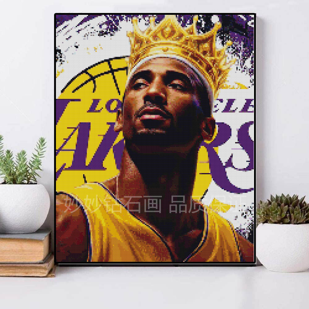 NBA篮球明星科比满钻石画年轻人客厅装饰画儿童成人手工diy砖石绣