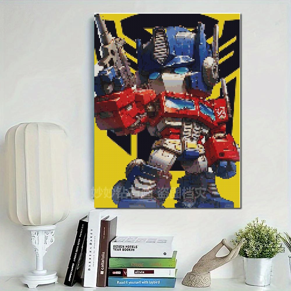 2026新款机器人擎天柱钻石画儿童房男孩DIY手点钻十字绣变形金刚