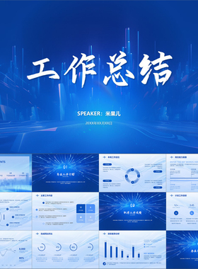 【动态PPT】蓝色高级简约商务风工作总结汇报报告年终述职PPT模板