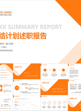 【动态PPT】橙色简介清新风总结计划年终工作述职汇报报告PPT模板