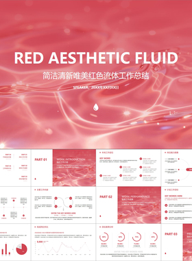 【动态PPT】简洁小清新唯美红色流体工作总结述职报告汇报PPT模板