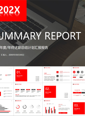 【动态PPT】红色简约大气时尚商务风工作总结计划汇报报告PPT模板