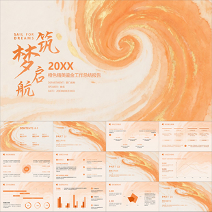 【动态PPT】红橙色精美鎏金工作总结报告年终述职竞聘汇报PPT模板