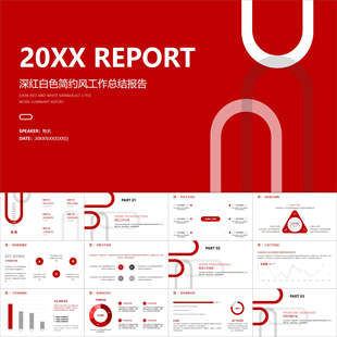 【动态PPT】红白色创意简约工作总结述职报告年终计划汇报PPT模板