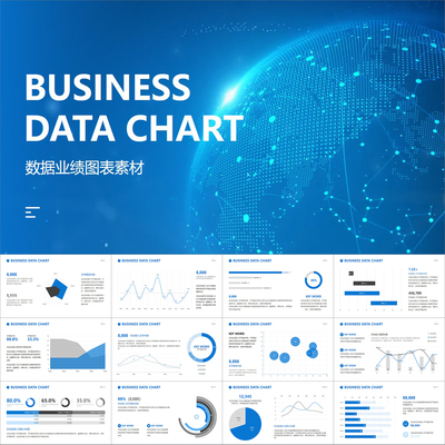 【动态PPT】数据业绩图形图表分析研究报告饼柱状条形线图PPT模板