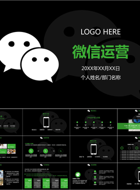 【动态PPT】微信运营管理营销策划公众号朋友圈黑色商务PPT模板