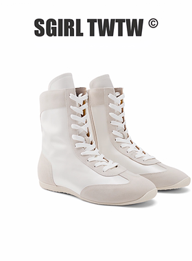 C760-3 SGIRL TWTW2025夏款英伦风拼色马丁靴短靴高帮鞋马丁靴女