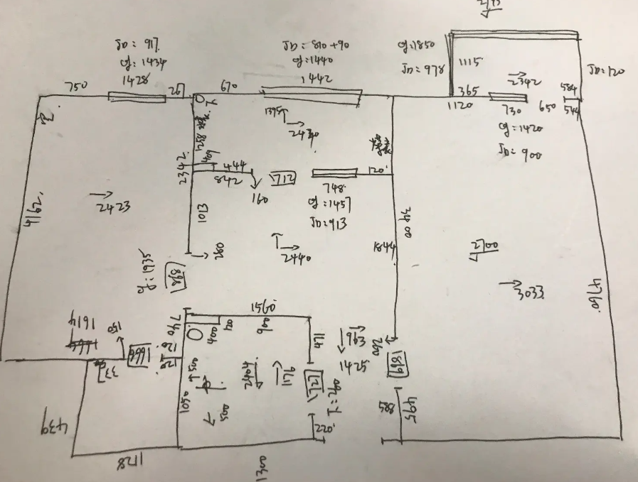量房服务设计师量房服务出具量房手稿cad图纸现场实拍图