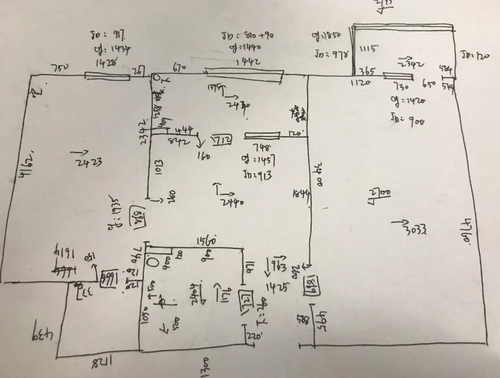 量房服务设计师量房服务出具量房手稿cad图纸现场实拍图