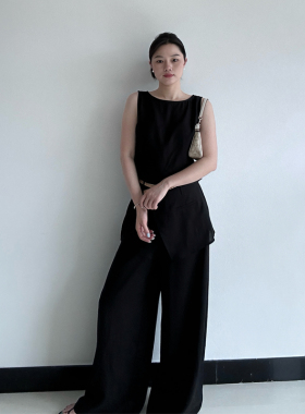 2026夏款轻熟优雅风无袖背心阔腿裤套装女黑色宽松气质时尚套装