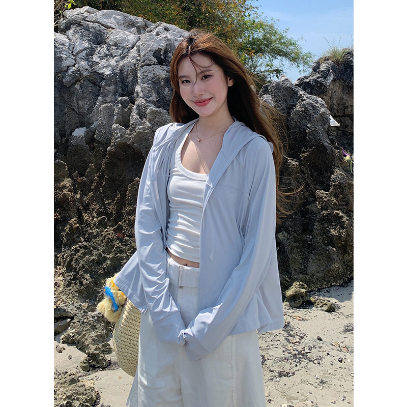 斗篷式黑胶冰丝防晒外套女图片