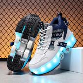 发光飞行鞋 男童暴走鞋 隐形四轮可收缩一键自动儿童学生暴走轮滑鞋