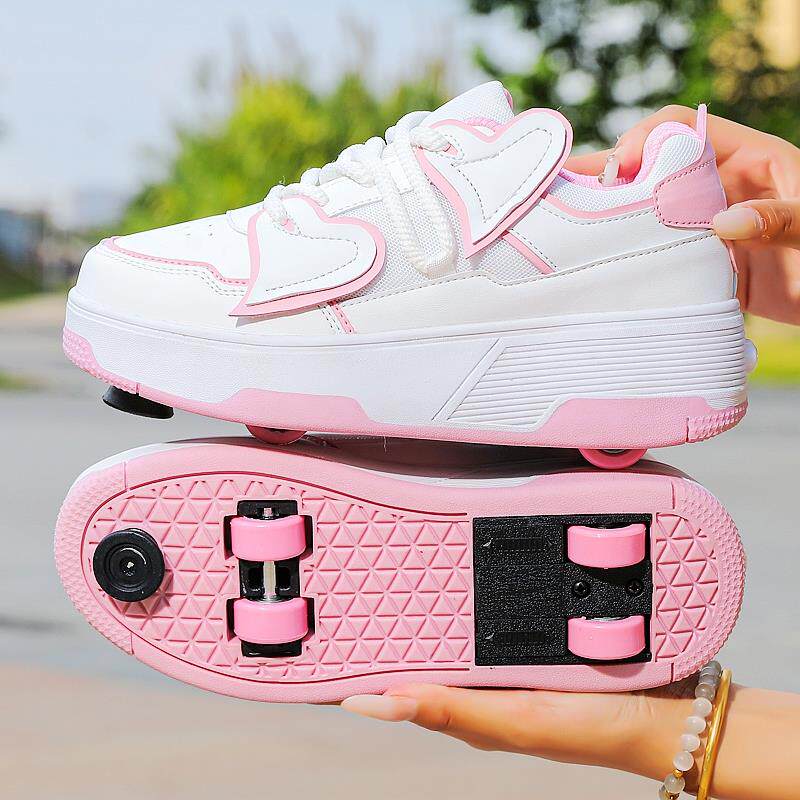 暴走鞋女童2026新款四轮可收缩儿童隐形溜冰鞋学生轮滑鞋带轮子鞋