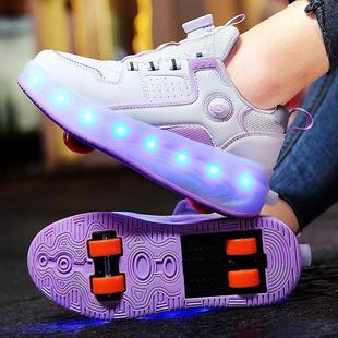 暴走鞋女童隐形四轮可收缩飞行鞋发光儿童暴走轮滑鞋子带轮子的鞋