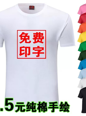 纯棉白色圆领短袖空白T恤班服文化衫活动广告衫定制印logo字批发