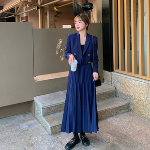 女装 2021春秋新款 外套半身长裙子两件套气质套装 小西装 时尚 短款