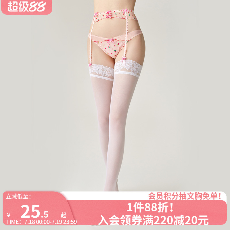 夏季薄款白色洛丽塔甜美长筒丝袜