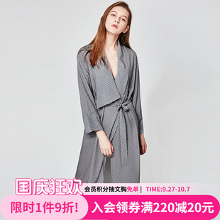 中长款 浴袍睡袍晨袍性感长袍睡衣女春秋长袖 休闲 薄款 好奇小姐日式