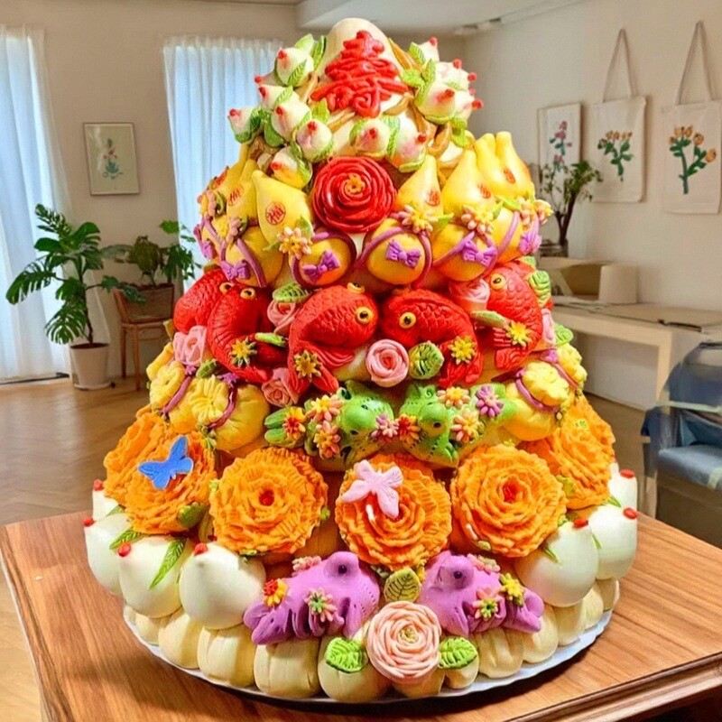 生日蛋糕花饽饽花样面点老人寿桃图片