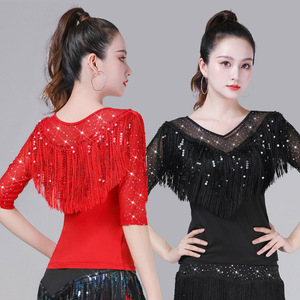 2025新款拉丁舞服上衣流苏广场舞蹈服装国标舞摩登舞交谊舞跳舞衣