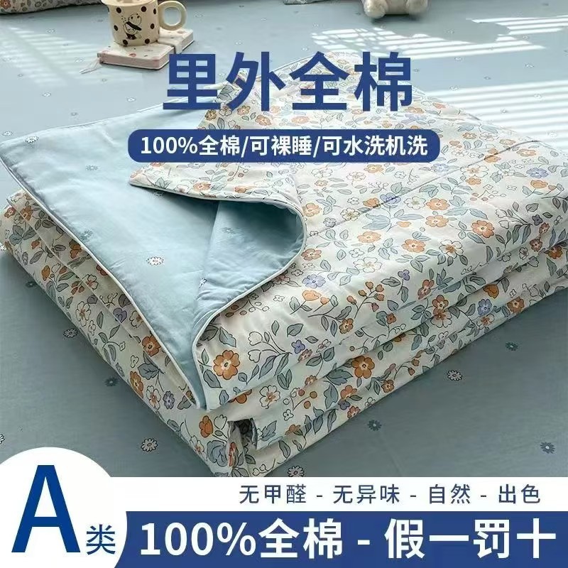 100%全棉新疆棉花夏凉被纯棉A类空调被可机洗水洗学生儿童薄被子
