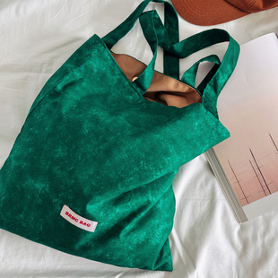 单肩包女小众款 美术系艺术生bi备基础百搭款 晕染绿色 无di好看