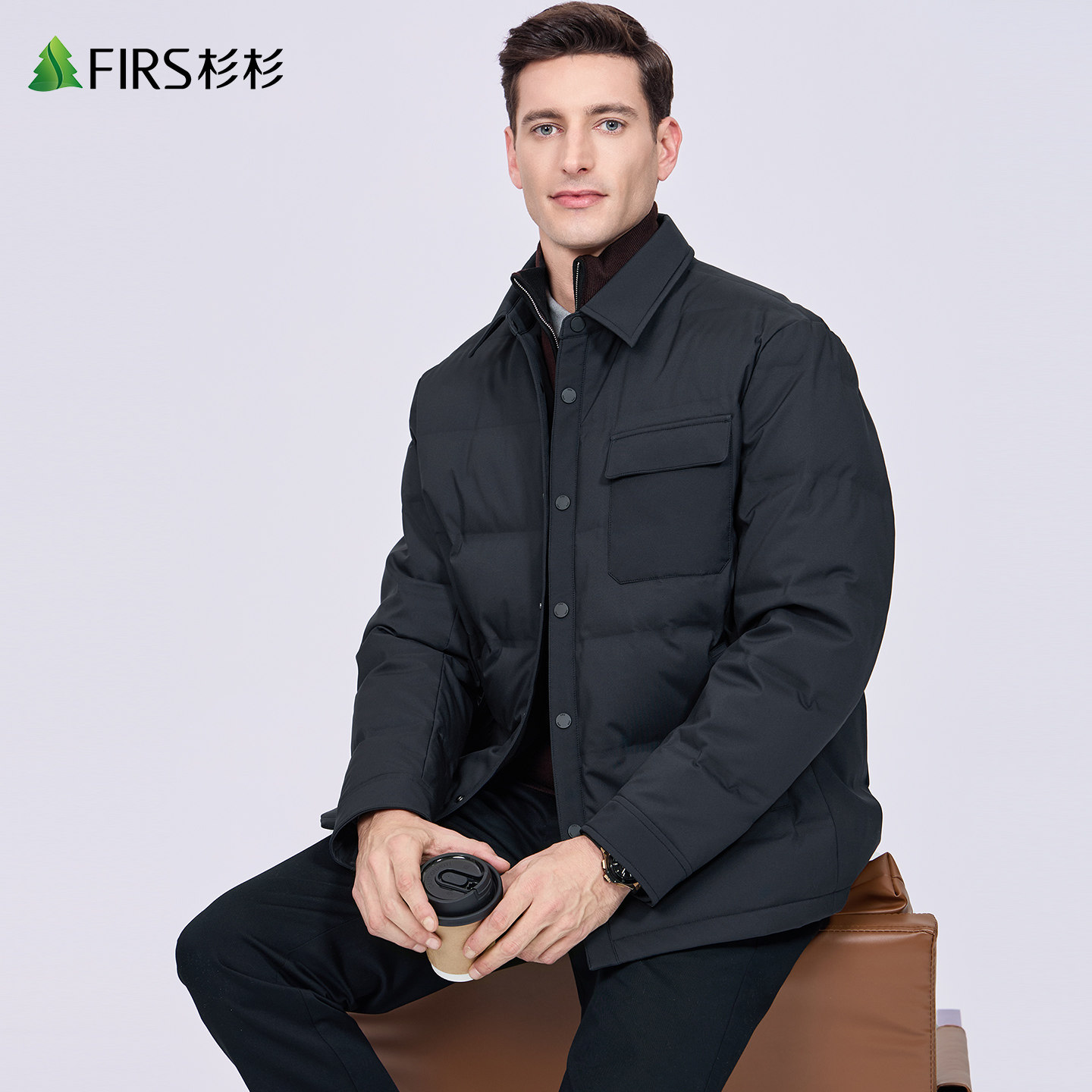 【蓬松保暖】杉杉衬衫羽绒服男2025冬季新款商务干部防寒加厚外套