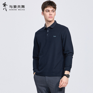 5A抗菌 T恤男装 与狼共舞长袖 翻领精致印花POLO衫 2025秋季 新款