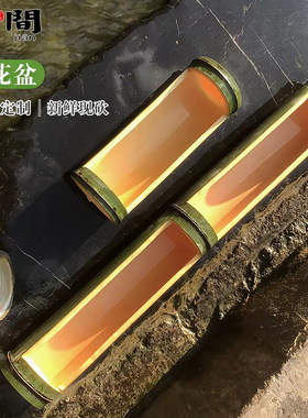 新鲜垂吊竹子花盆定制天然婚庆插花摆件种植花卉绿植多肉竹筒花盆