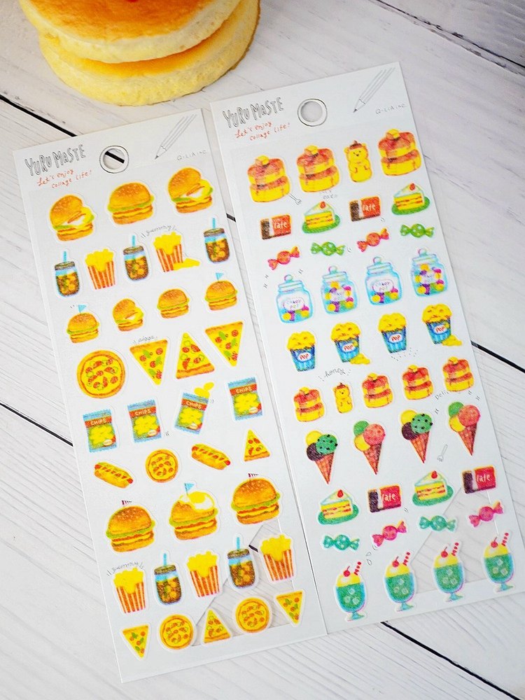 汉堡爆米花蔬菜钻石自行车生日旅行气球大叔相扑手装饰手帐贴纸