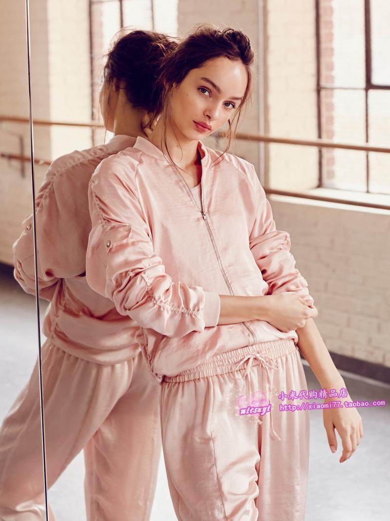 【特价现货】Free People丝质光泽抽褶运动休闲夹克外套秋季拉链