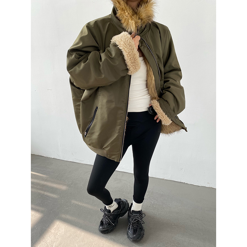AcupStudio江右上 设计感廓形毛毛内胆派克服女冬季加厚棉衣外套