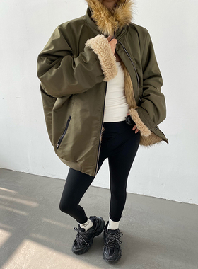 AcupStudio江右上 设计感廓形毛毛内胆派克服女冬季加厚棉衣外套