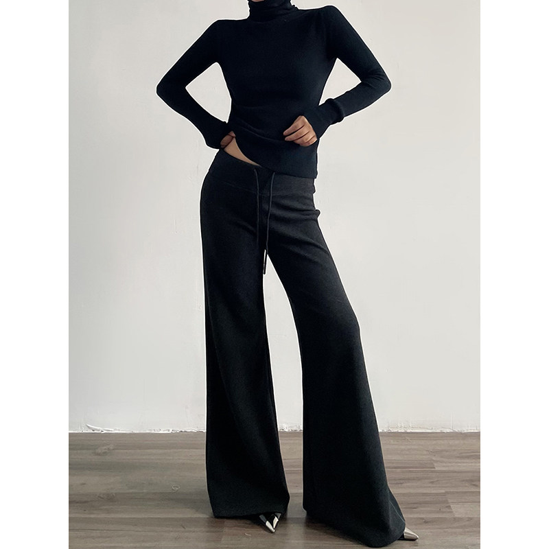 Acupstudio江右上 美式抽绳微喇裤女新款高腰显瘦修身显腿长裤子,女装/女士精品,休闲裤,淘宝优惠券,粉丝福利购,淘宝优惠卷