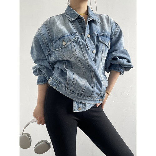 Acupstudio江右上 08.24新品  宽松交错扣牛仔外套