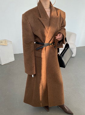 AcupStudio江右上欧美高级感简约长款毛呢大衣外套女西装外套秋冬