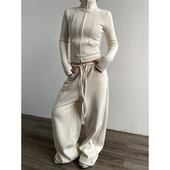 阔腿裤 Acupstudio江右上 两件套 女新款 秋冬美式 立领修身 卫衣套装