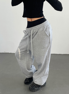 AcupStudio江右上 美式抽绳休闲运动裤女秋季宽松阔腿百搭卫裤