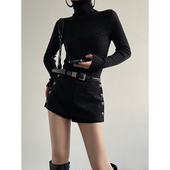 Acupstudio江右上 高腰a字外穿显瘦短裤 两穿灯芯绒纽扣裤 裙女新款