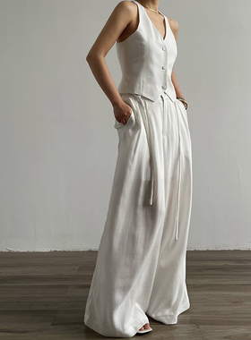 AcupStudio江右上 简约显气质天丝背心马甲+休闲宽松阔腿裤套装