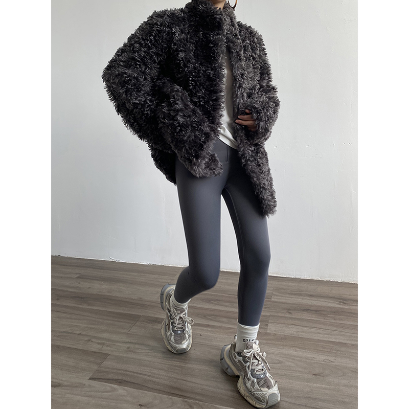 高级感休闲宽松卷毛毛外套