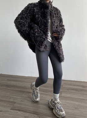 AcupStudio江右上 高级感休闲宽松卷毛毛外套环保羊羔毛短款上衣